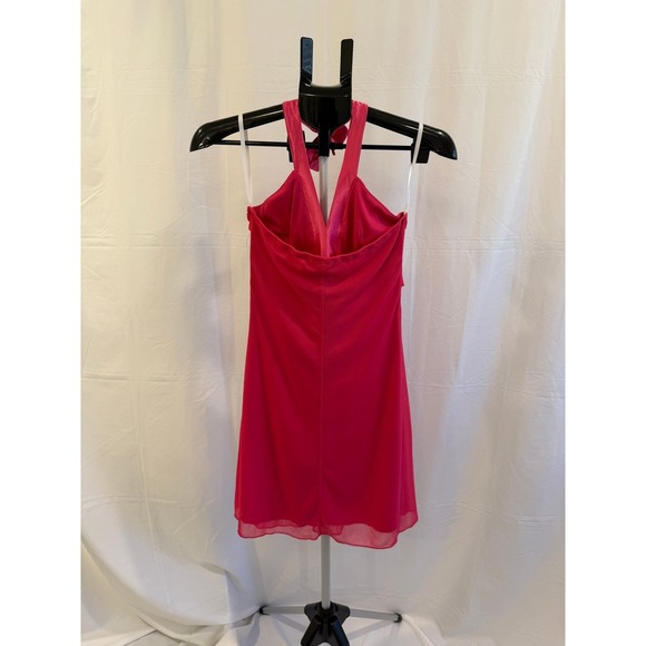Taboo Halter Dress Size M Red Sleeveless Rhinestone Tie Waist Party - Picture 2 of 4